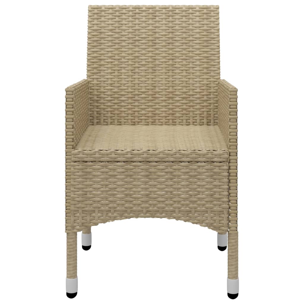 Garden Bistro Set 3 pcs Polyrattan and Beige Tempered Glass