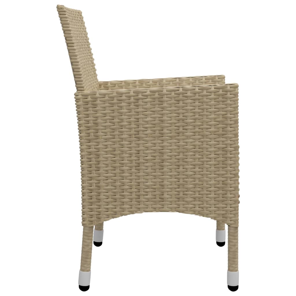 Garden Bistro Set 3 pcs Polyrattan and Beige Tempered Glass
