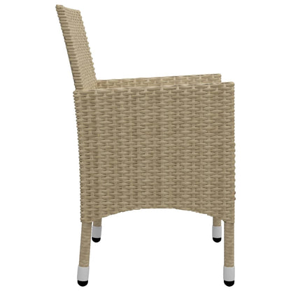 Garden Bistro Set 3 pcs Polyrattan and Beige Tempered Glass