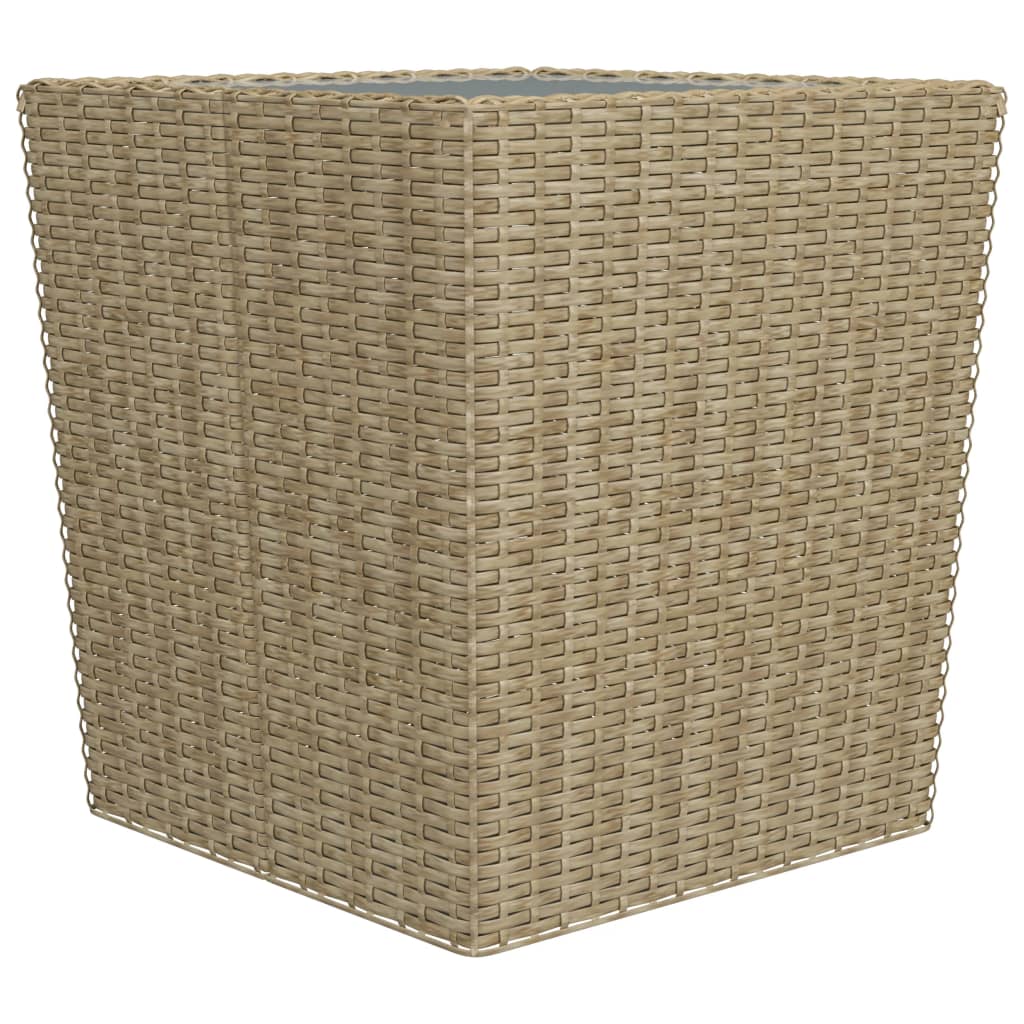 Garden Bistro Set 3 pcs Polyrattan and Beige Tempered Glass