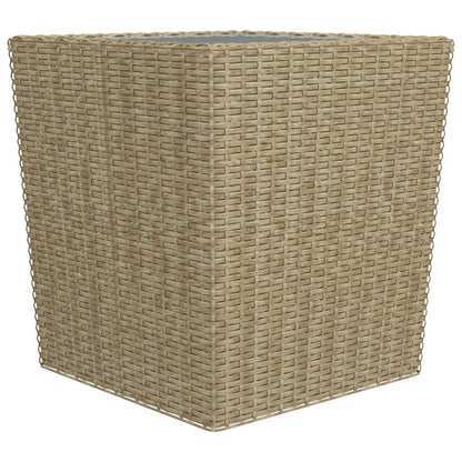 Garden Bistro Set 3 pcs Polyrattan and Beige Tempered Glass