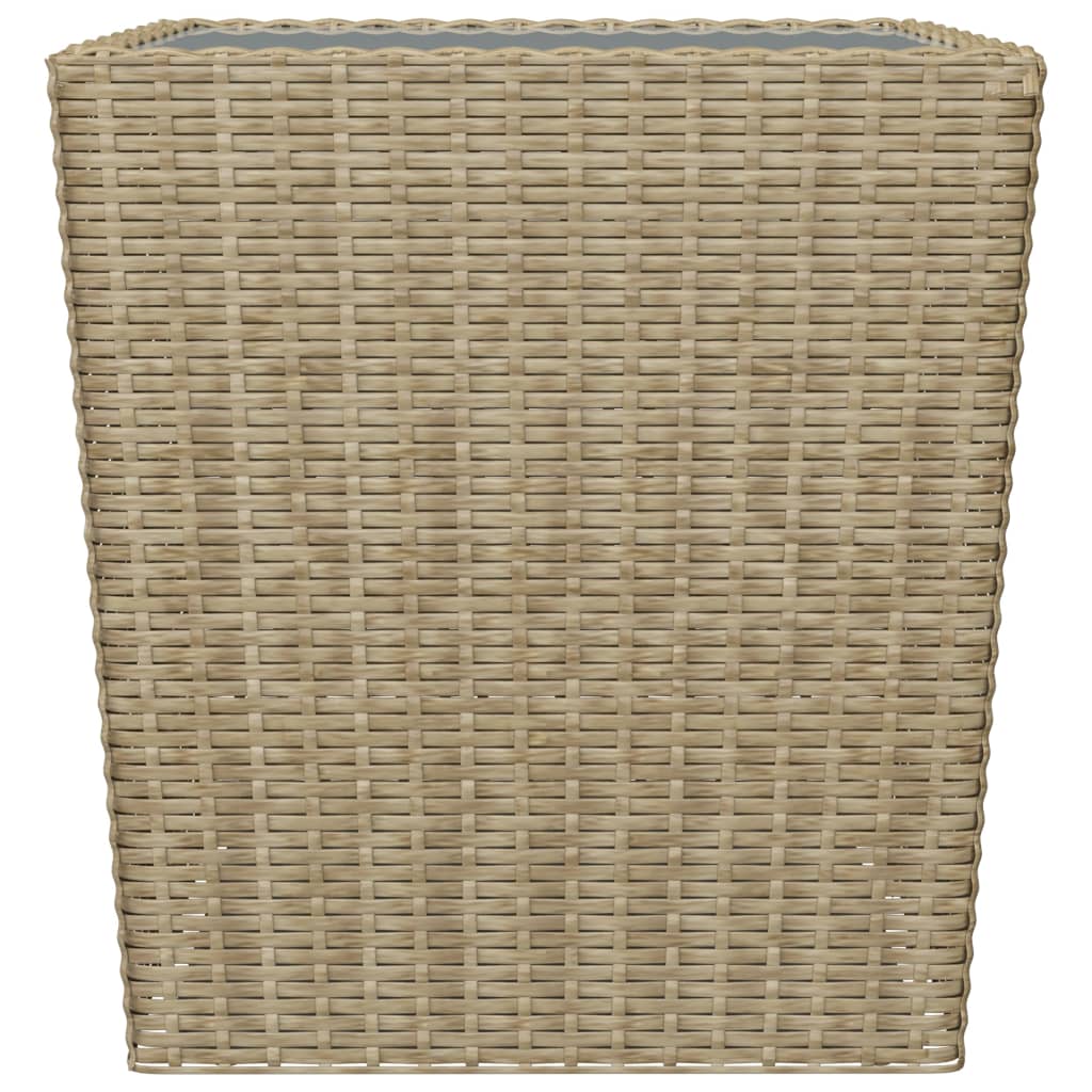 Garden Bistro Set 3 pcs Polyrattan and Beige Tempered Glass