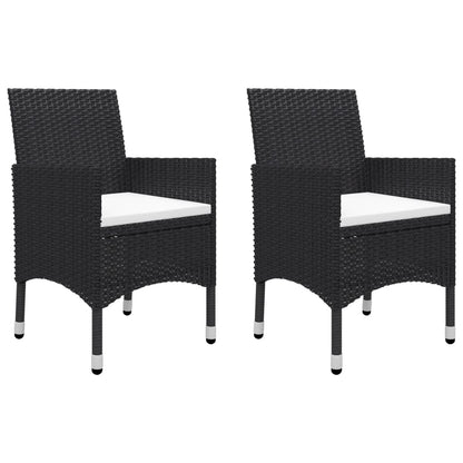 3-piece Garden Bistro Set in Polyrattan and Black Acacia