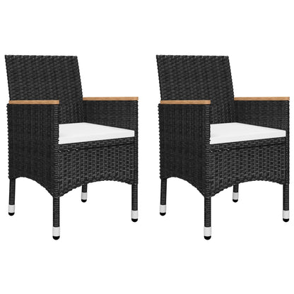 3-piece Garden Bistro Set in Polyrattan and Black Glass