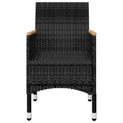 3-piece Garden Bistro Set in Polyrattan and Black Glass