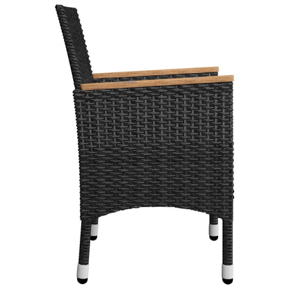 3-piece Garden Bistro Set in Polyrattan and Black Glass