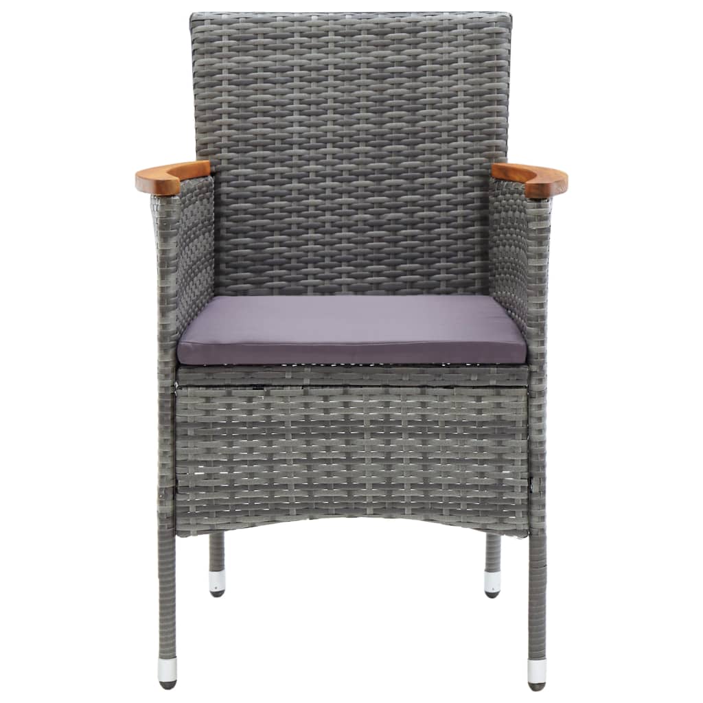 Set Bistrot Giardino 3 pz Polyrattan e Vetro Temperato Grigio - homemem39