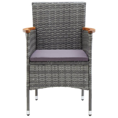 Set Bistrot Giardino 3 pz Polyrattan e Vetro Temperato Grigio - homemem39