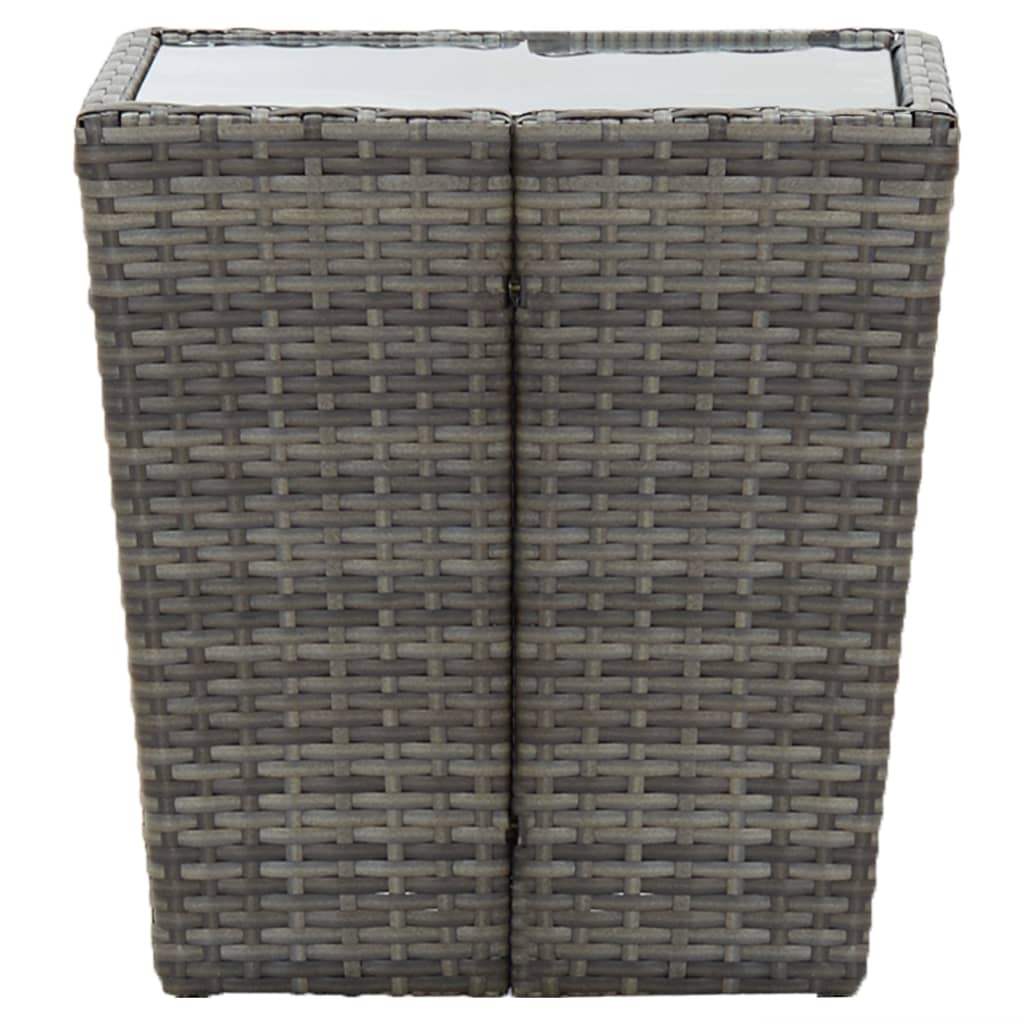 Set Bistrot Giardino 3 pz Polyrattan e Vetro Temperato Grigio - homemem39