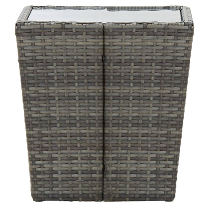 Set Bistrot Giardino 3 pz Polyrattan e Vetro Temperato Grigio - homemem39