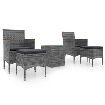 Set Bistrot Giardino 5 pz Polyrattan e Massello Acacia Grigio - homemem39