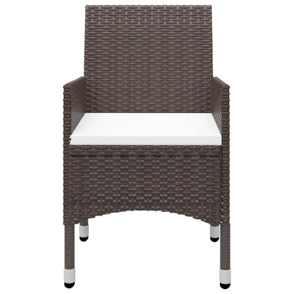 Set Bistrot Giardino 3 pz Polyrattan e Vetro Temperato Marrone - homemem39