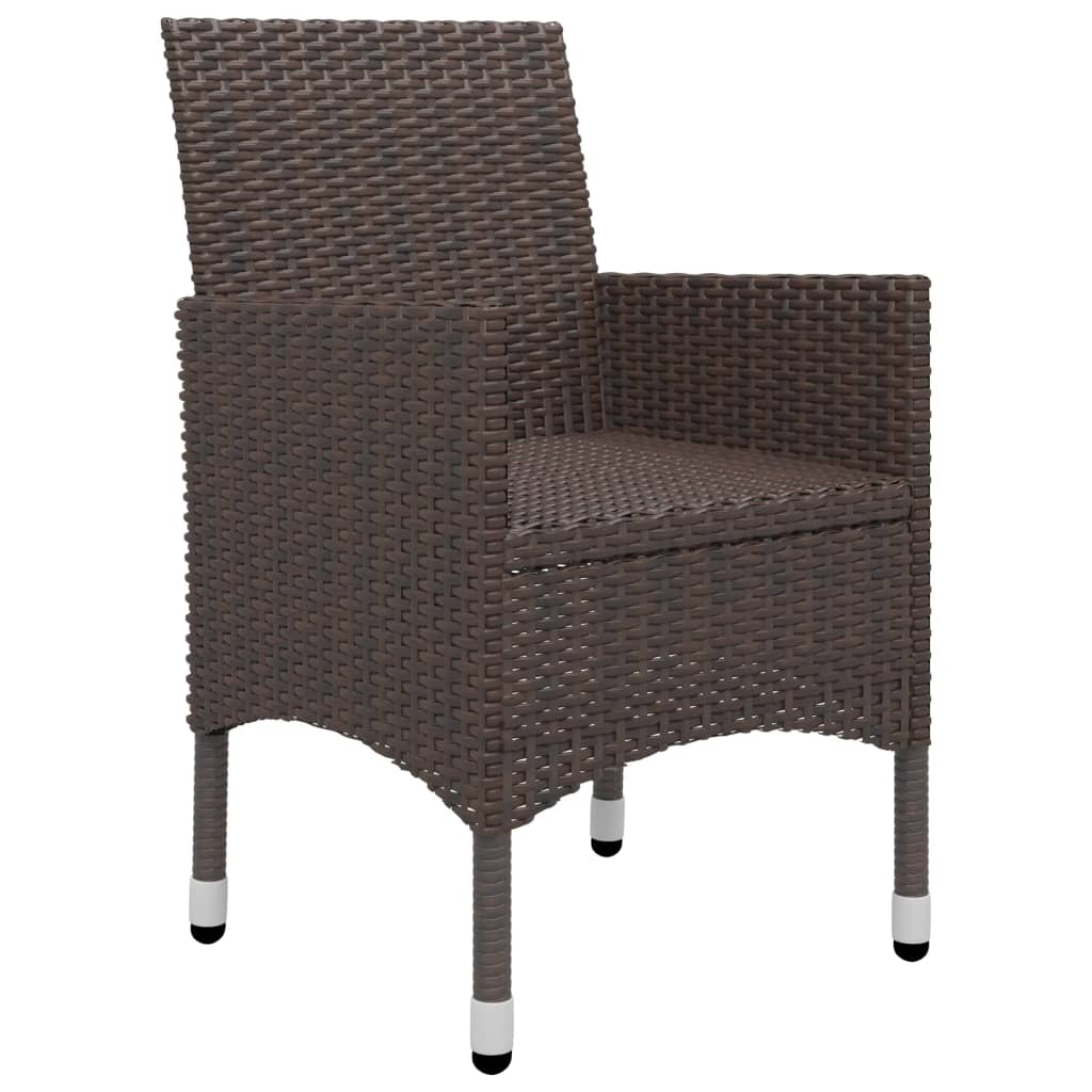 Set Bistrot Giardino 3 pz Polyrattan e Vetro Temperato Marrone - homemem39