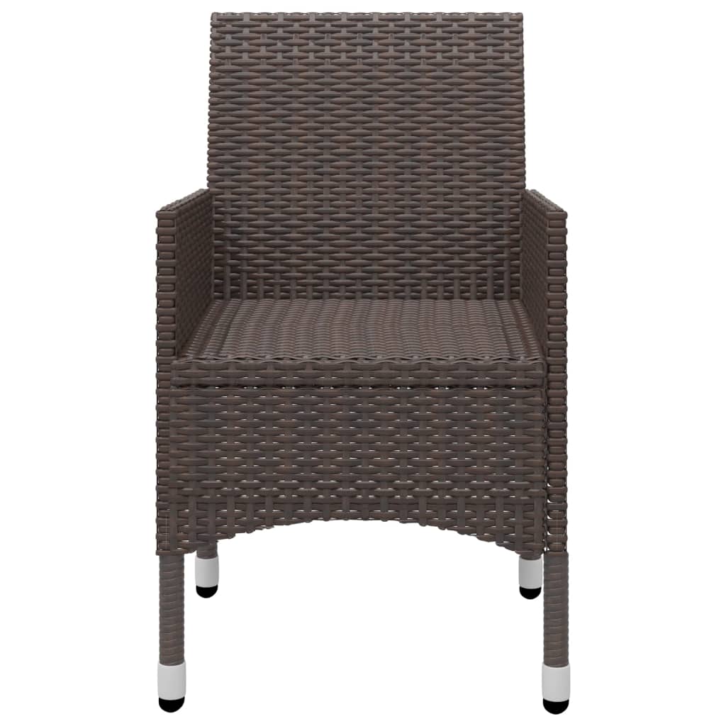 Set Bistrot Giardino 3 pz Polyrattan e Vetro Temperato Marrone - homemem39