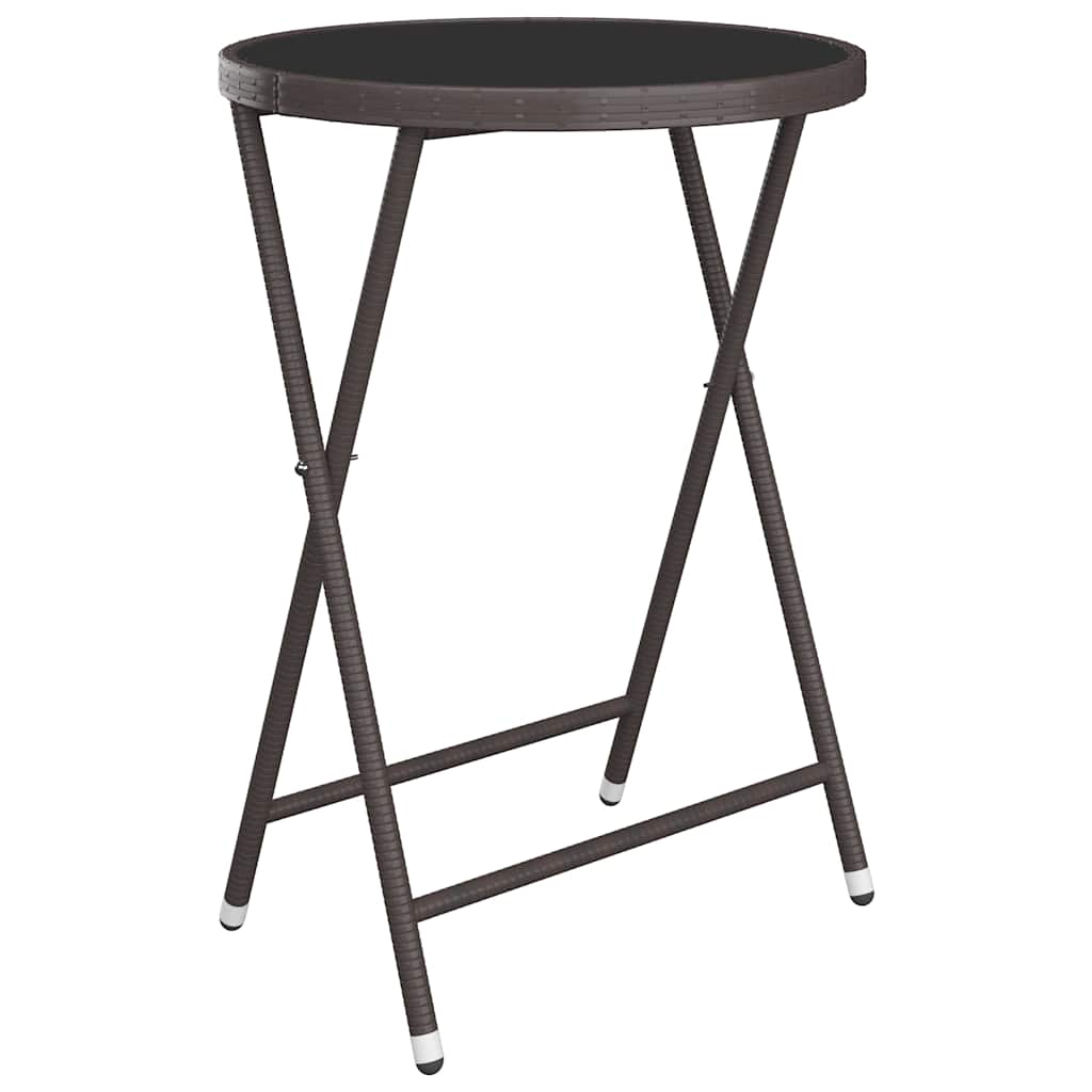 Set Bistrot Giardino 3 pz Polyrattan e Vetro Temperato Marrone | homemem39