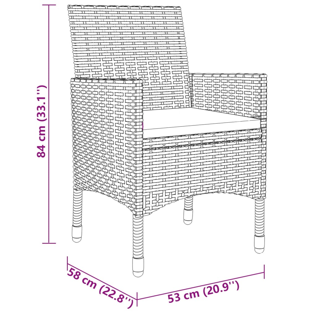 Set da Pranzo Giardino 5 pz Polyrattan e Vetro Temperato Beige - homemem39