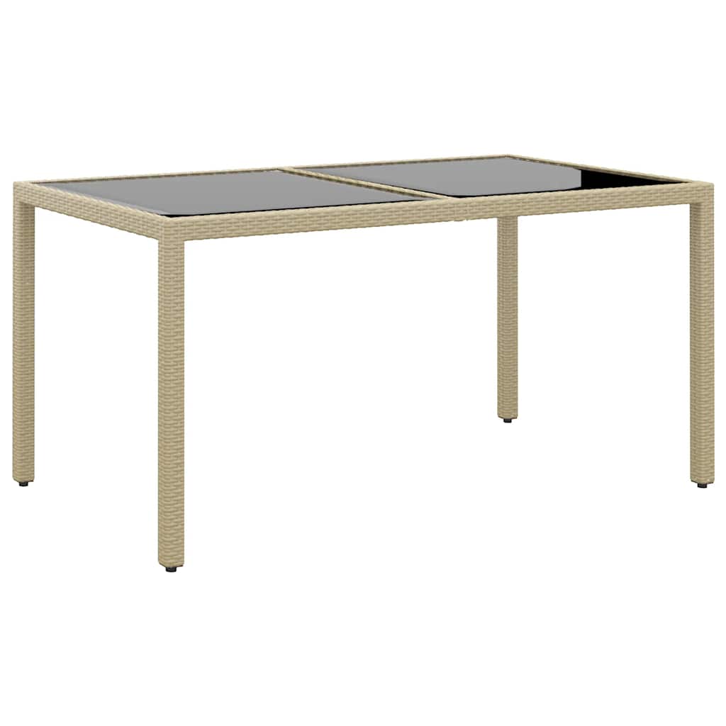 Set da Pranzo Giardino 7 pz Polyrattan e Vetro Temperato Beige - homemem39