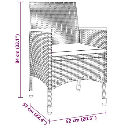 Set da Pranzo per Giardino 3 pz in Polyrattan Grigio - homemem39