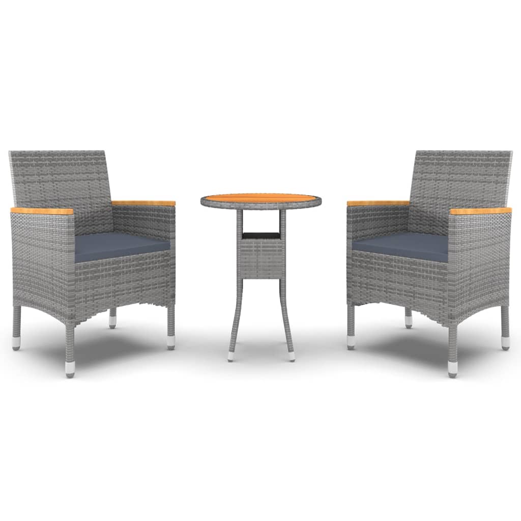 Set da Pranzo per Giardino 3 pz in Polyrattan Grigio - homemem39