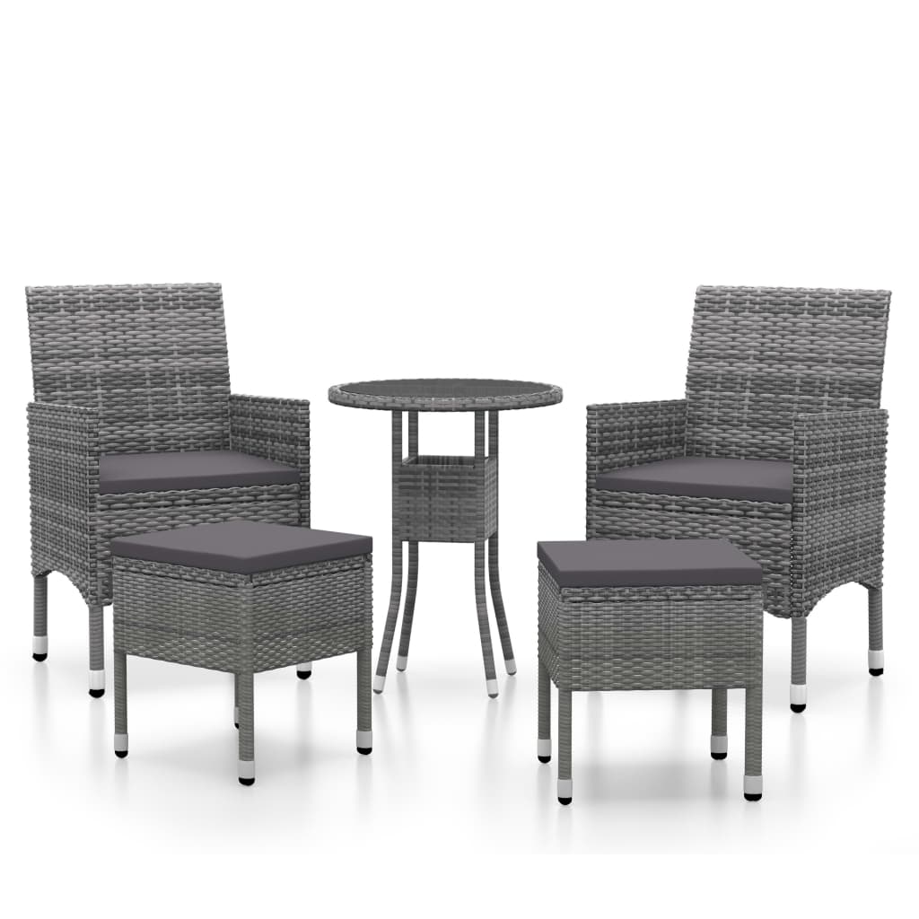 Set Divani da Giardino 5 pz in Polyrattan Grigio - homemem39