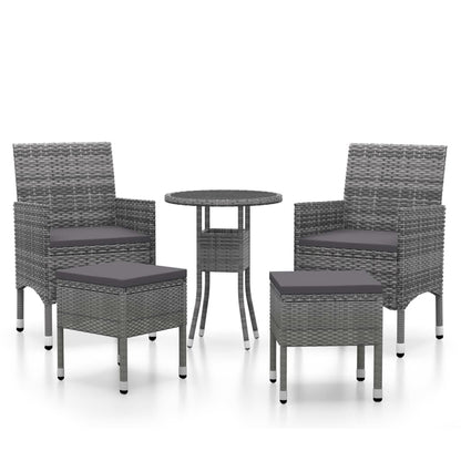 Set Divani da Giardino 5 pz in Polyrattan Grigio - homemem39
