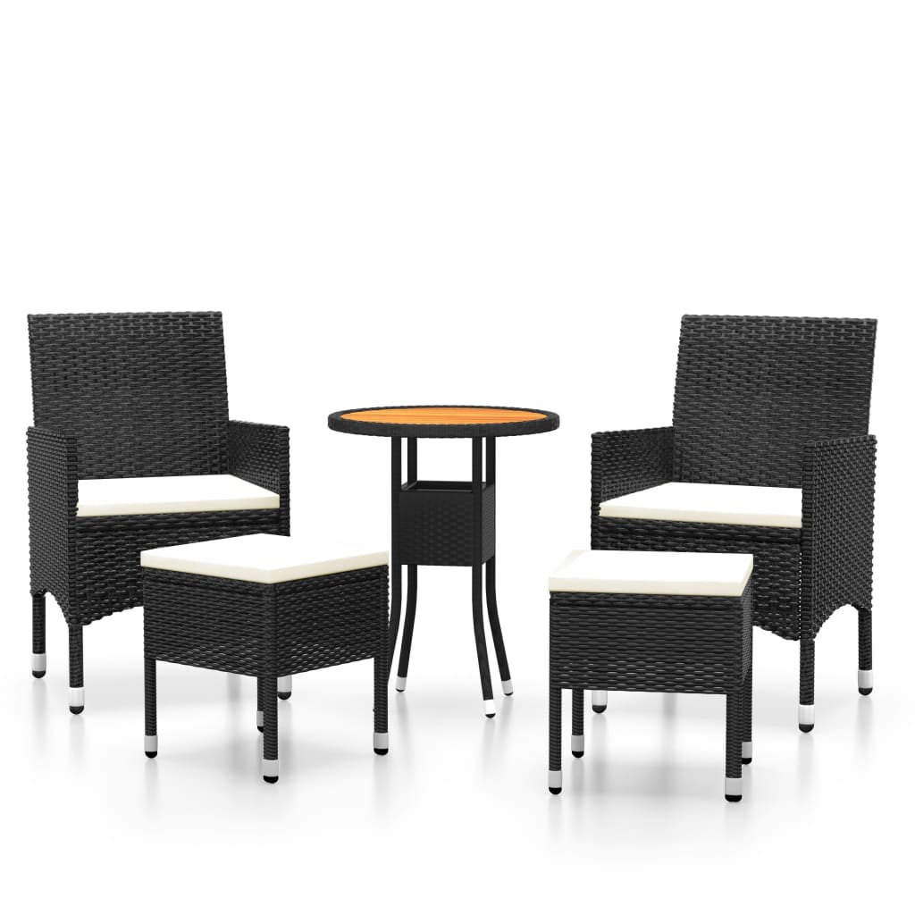 Set Divani da Giardino 5 pz in Polyrattan Nero - homemem39