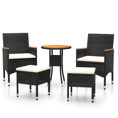 Set Salotto da Giardino 5 pz in Polyrattan Nero - homemem39