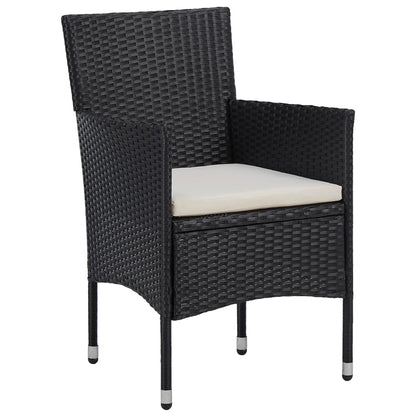 Set da Pranzo per Giardino 3 pz in Polyrattan Nero - homemem39