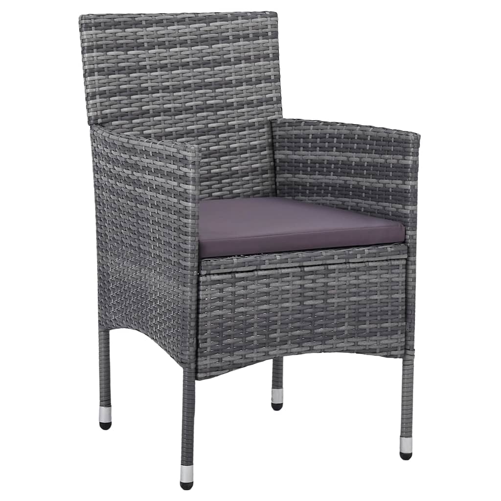 Set da Pranzo per Giardino 3 pz in Polyrattan Grigio - homemem39