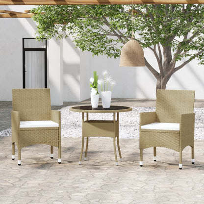 Set Mobili da Pranzo per Giardino 3 pz in Polyrattan Beige - homemem39