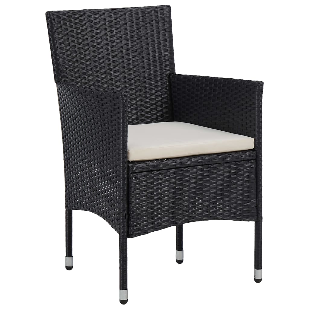 Set da Pranzo per Giardino 3 pz in Polyrattan Nero - homemem39