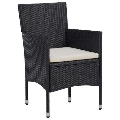 Set da Pranzo per Giardino 3 pz in Polyrattan Nero - homemem39