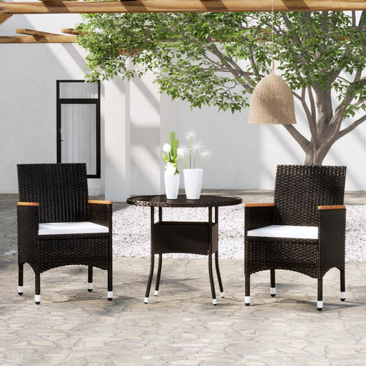 Set da Pranzo per Giardino 3 pz in Polyrattan Nero - homemem39