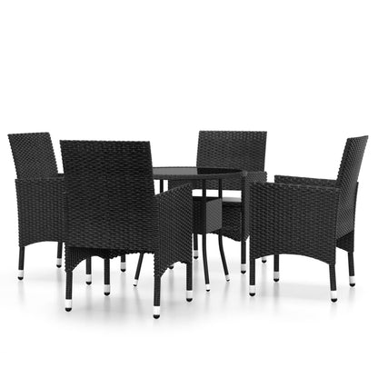 Set da Pranzo per Giardino 5 pz in Polyrattan Nero - homemem39