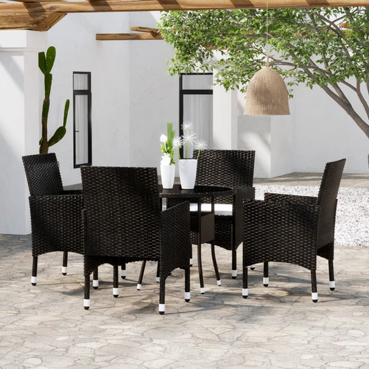 Set da Pranzo per Giardino 5 pz in Polyrattan Nero - homemem39
