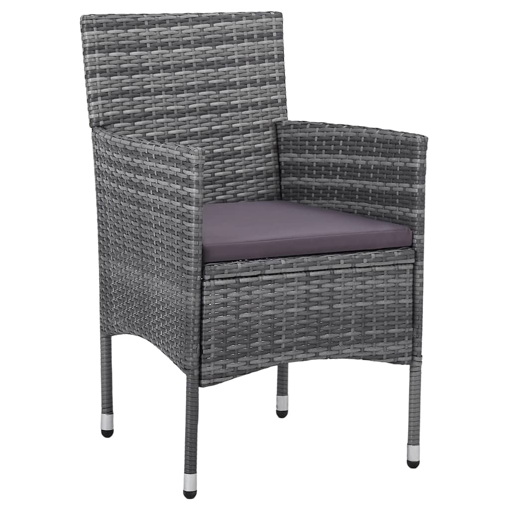 Set da Pranzo per Giardino 5 pz in Polyrattan Grigio - homemem39