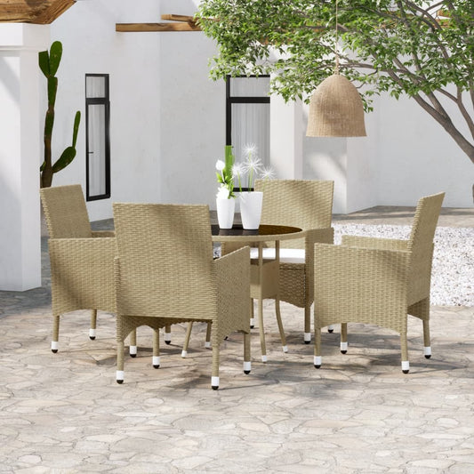 Set Mobili da Pranzo per Giardino 5 pz in Polyrattan Beige - homemem39