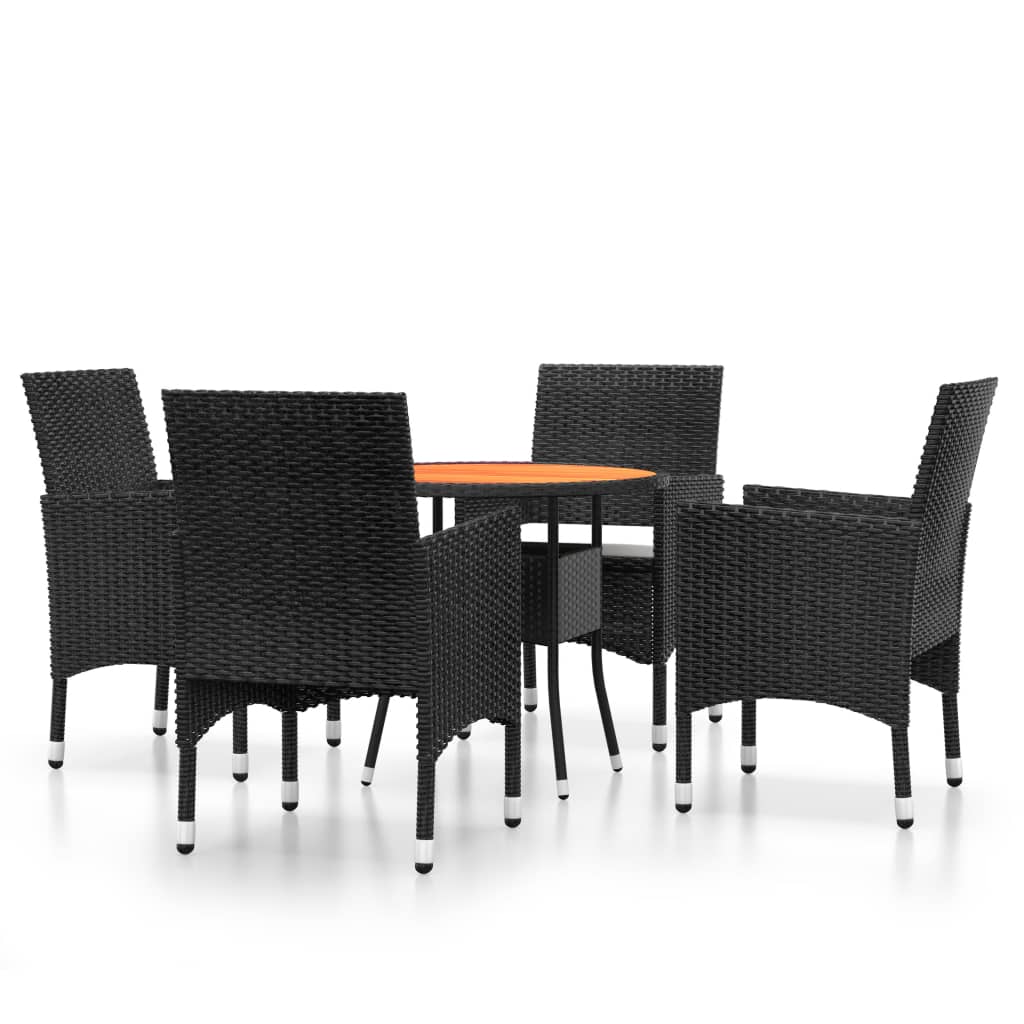 Set da Pranzo per Giardino 5 pz in Polyrattan Nero - homemem39