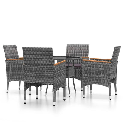 Set da Pranzo per Giardino 5 pz in Polyrattan Grigio - homemem39