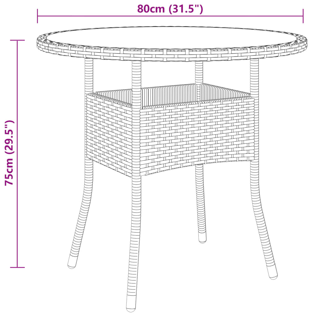 Set da Pranzo per Giardino 5 pz in Polyrattan Grigio - homemem39