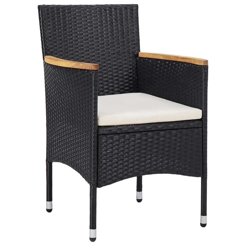 Set da Pranzo per Giardino 5 pz in Polyrattan Nero - homemem39