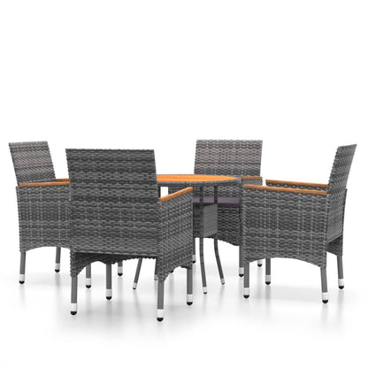 Set da Pranzo per Giardino 5 pz in Polyrattan Grigio - homemem39
