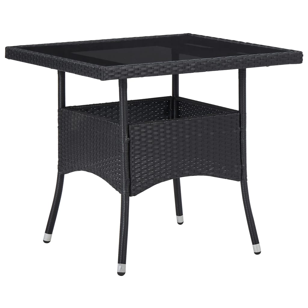Set Mobili da Pranzo per Giardino 3 pz Polyrattan e Vetro Nero - homemem39