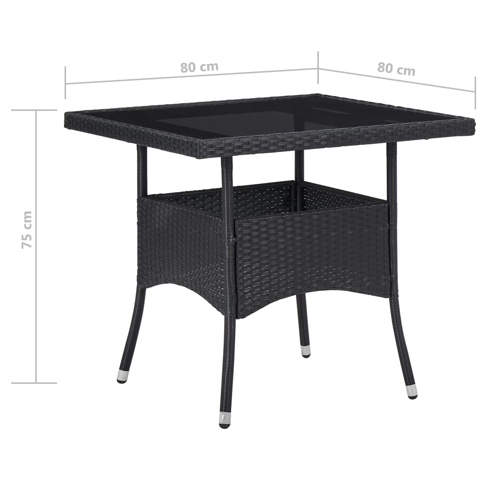 Set Mobili da Pranzo per Giardino 5 pz Polyrattan e Vetro Nero - homemem39
