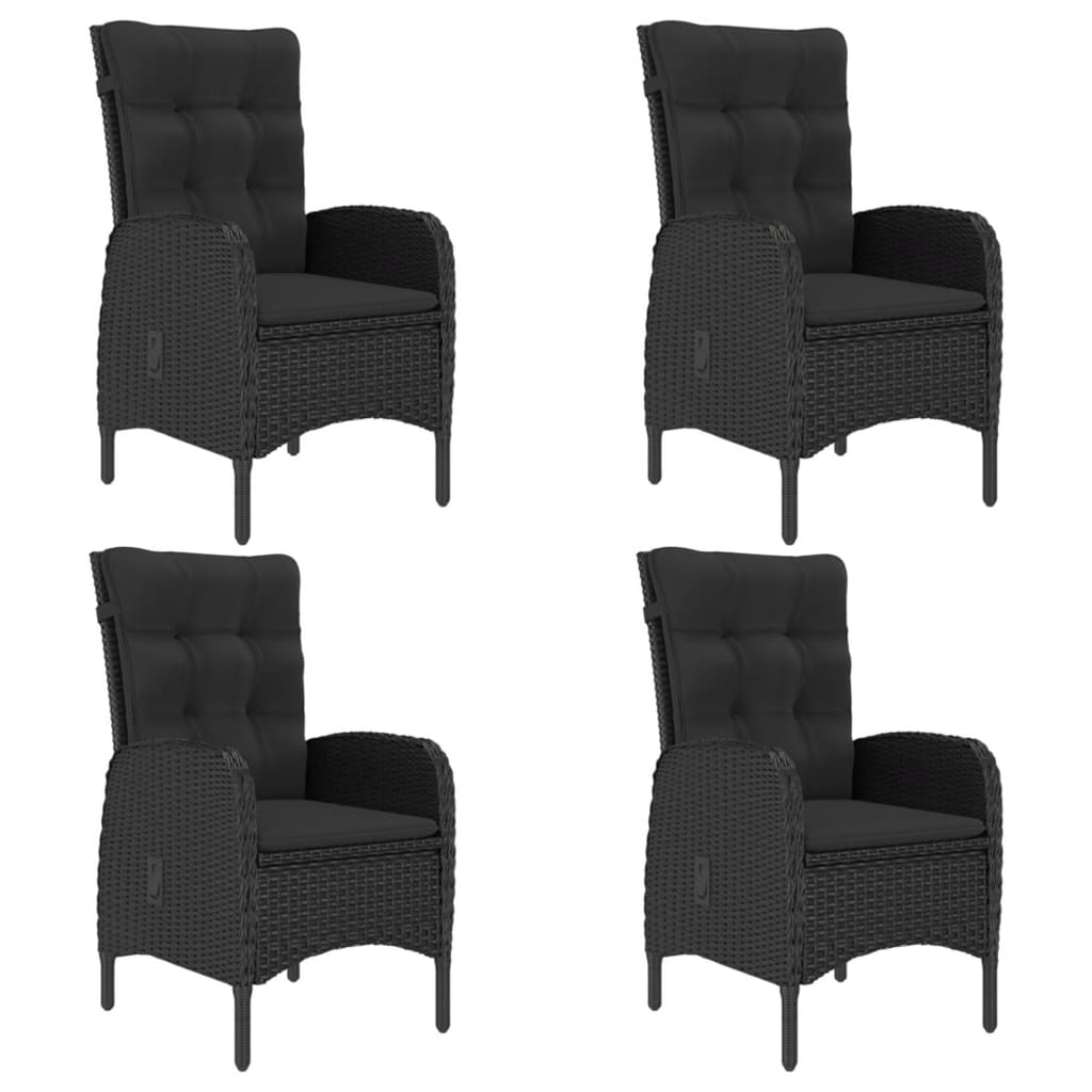 Set Mobili da Pranzo per Giardino 5 pz Polyrattan e Acacia Nero - homemem39