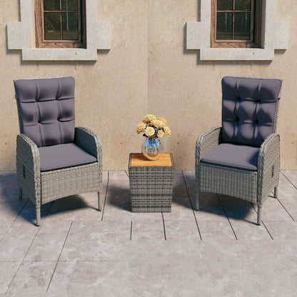 Set da Bistrot 3 pz in Polyrattan e Legno Acacia Grigio - homemem39