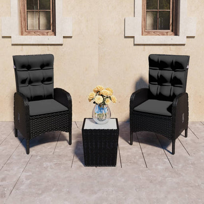 Set da Bistrot per Giardino 3 pz in Polyrattan e Vetro Nero - homemem39