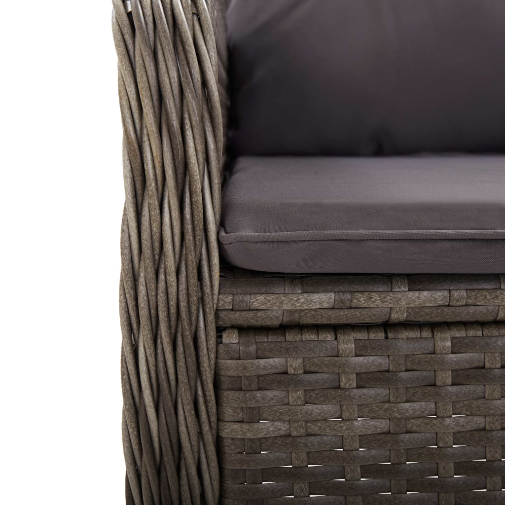 Set da Bistrot per Giardino 3 pz in Polyrattan Grigio - homemem39