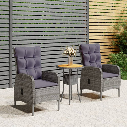 Set da Bistrot per Giardino 3 pz in Polyrattan Grigio - homemem39