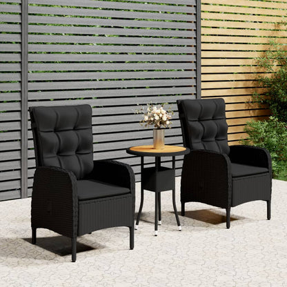 Set da Bistrot per Giardino 3 pz in Polyrattan Nero - homemem39